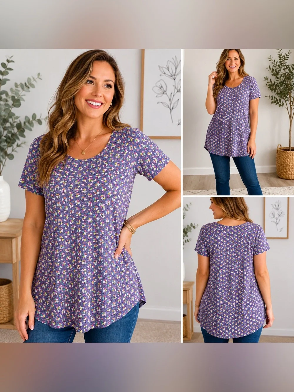 LuLaRoe Perfect T – Women’s XXS – Purple Geometric Print